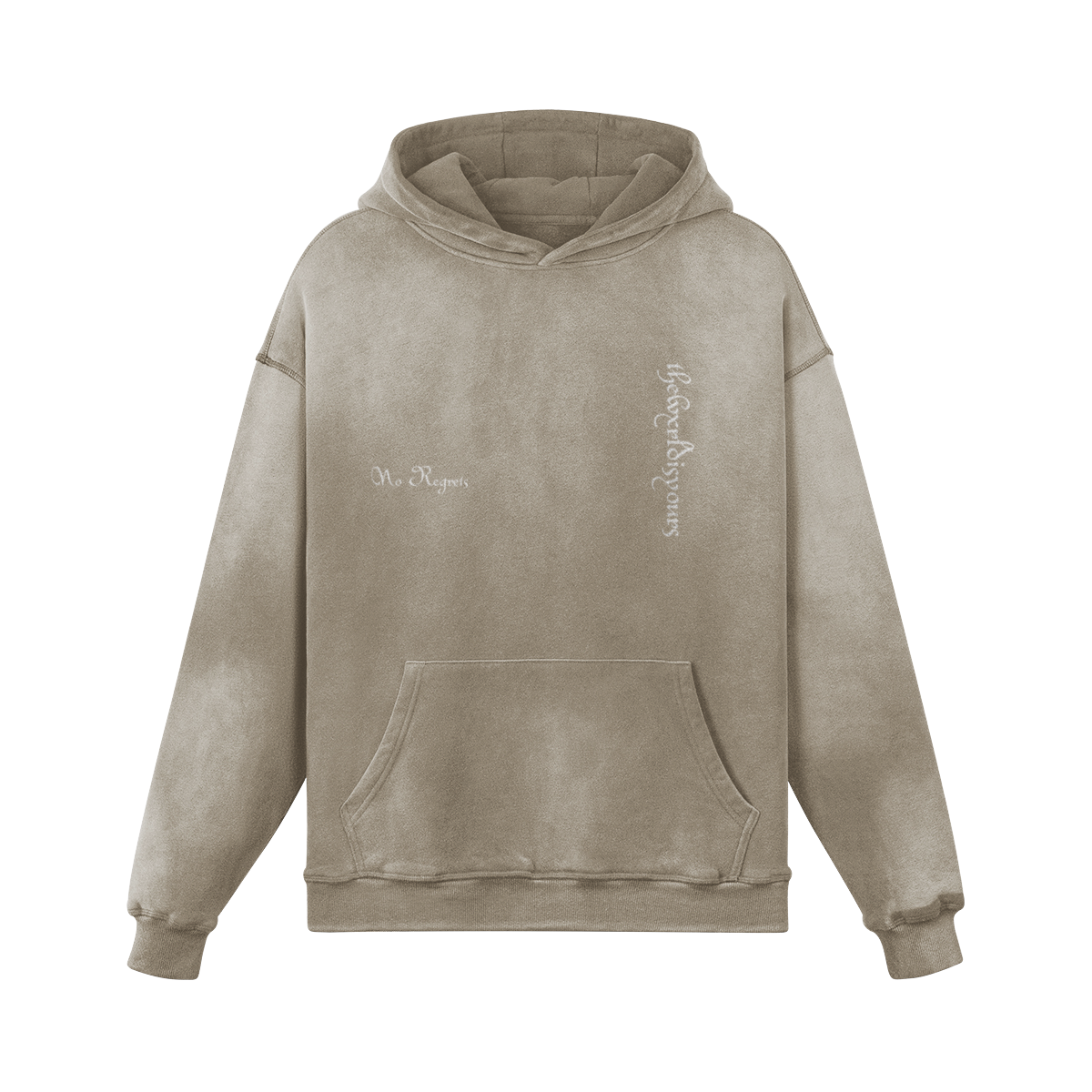 TWIY NO REGRETS EMBROIDERED HEAVYWEIGHT SUNFADED HOODIE